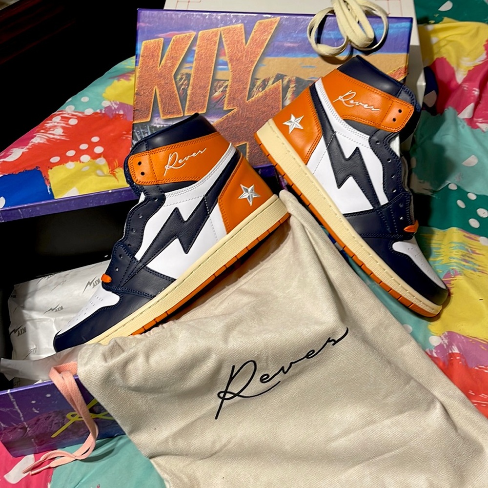 REVES PARIS / AIR KIY “85 HI Sport Orange / White /Navy Blue (Houston) Men’s 11